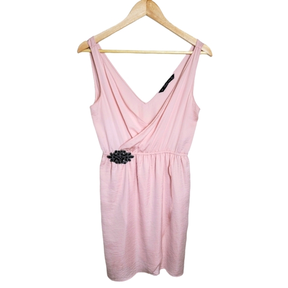 Zara | Dresses | Zara Mmxii Faux Wrap Dress Black Jewels Pink Bridal ...